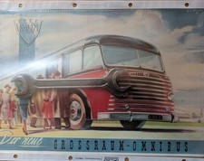 Prospekt FAUN  'GROSSRAUM-OMNIBUS TYP 07v-09v' ,  Original 50 er Jahre, Bus, LKW