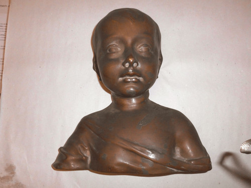 Bronze büste skulptur kind - bronze,