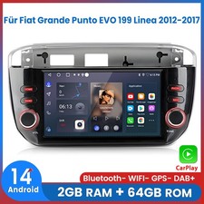 Für Fiat Grande Punto EVO 199 Linea 2012-2017 Carplay Autoradio Android GPS 64GB
