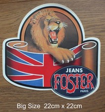 Alter Sticker Aufkleber Jeans Foster Paris Löwe Lion Union Jack 80er Jahre 80s