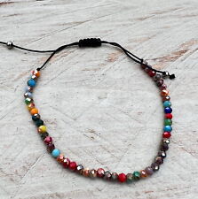 filigranes Armband Makramee Armband klitzekleine Glasperlen facettiert bunt NEU