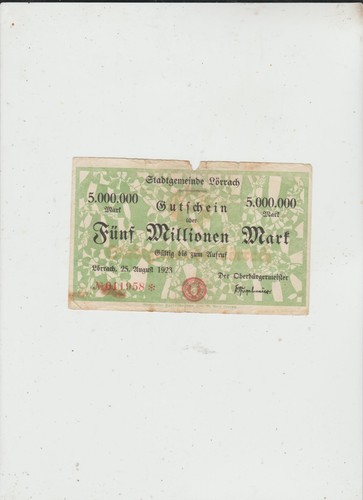Lorrach millionen mark 1923 - mark,