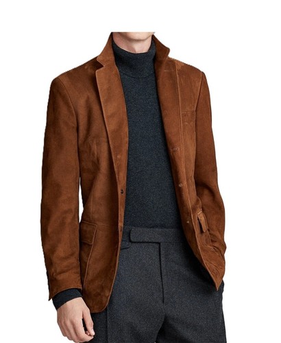 Brauner leder blazer - brauner,