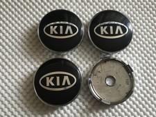 4 x 60mm für KIA Satz Emblem Allufelge Nabenkappen Felgendeckel Schwarz/Silber