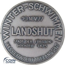 DEUTSCHLAND Medaille Landshut Wasserwacht Winterschwimmen 19.11.1977 Silber