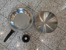 AMC 28 cm Edelstahlpfanne mit Stiel + Griff, Visiotherm-Deckel, ca. 3,5l Pfanne