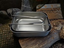 Original NL Armee Essgeschirr mit Schwenkgriff 2 Teilig Edelstahl NEU