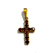 Mini Kreuzanhänger Anhänger 333 er Gold Kreuz Goldkreuz Granatkreuz Granat rot