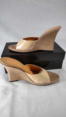 Leder slipper beige - beige, keilabsatz