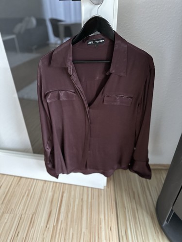 Bluse hemd satin bordeaux - ,