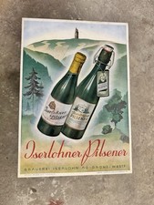 Cellglas Reklameschild - Iserlohner Pilsener, Pappschild, Kein Email