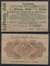 [31008] - GOLD-NOTGELD ERFURT, Handelskammer, 8,4 Pfennig Gold, 30.10.1923, Müll