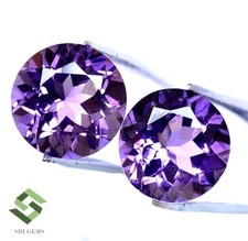Zertifiziert Natürlich Amethyst Rund Schliff Paar 10 MM 6.96 Cts Facettiert Lose