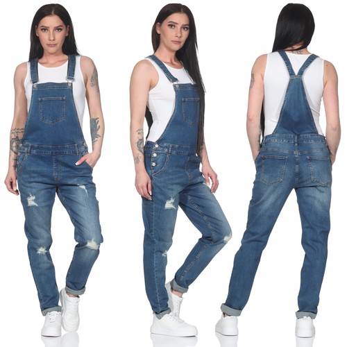 Latzhose damen jeans destroyed - latzhose,
