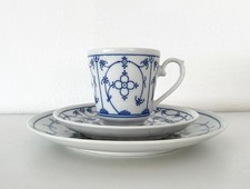 Winterling Gedeck Tasse + Untertasse + Teller Indisch Blau Strohblume