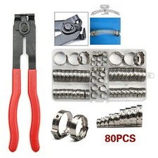 80-tlg Schlauchschellen Klemmen Klemmschellen Ohr Schellen Edelstahl + Zange