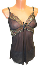 bonprix Unterhemd XS 34 Dessous schwarz gold durchsichtig Trägerhemd Negligee