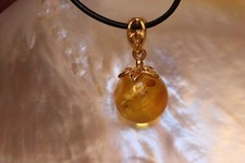 Bernstein Anhänger - Kugel - 14 mm - Amber - Trachten - Sterlingsilber - 925 vg.