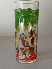Glas Tiki Bar Dancing Natives Ice Tea Glass 50er Mid-Century Federal Glass Co. 