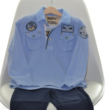 ⭐top⭐R95th Division⭐Poloshirt langarm*hellblau*Gr. 104*Jungen*NP: 46 €