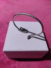 Schmuck Armreif 925 Sterling Silber Armzange massiv Schlange Muster Neu