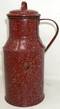 Emaille Milchkanne Kanne Krug mit Deckel vintage