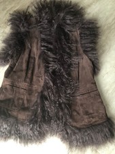 NEU Heine Damen Lederweste Braun Gr. 44(42) Lammfell Echtleder Boho Style