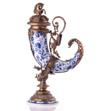 Porzellan Bronze Deckelvase
