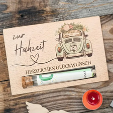 Holz Hochzeitskarte mit