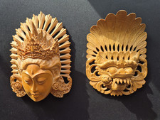 2x Bali Holzmasken Barong &