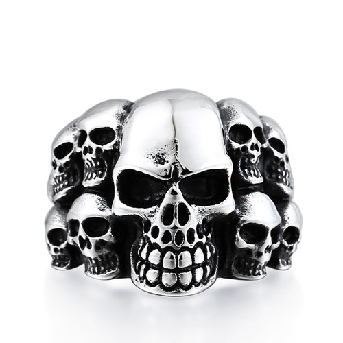 Edelstahl ring totenkopf kreuz - ring,