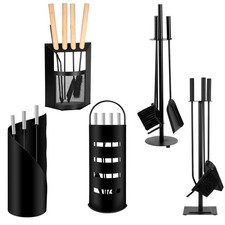 3/4/5-tlg.Kaminbesteck Ofenbesteck robust Kamingarnitur eisen Schürhaken Schwarz