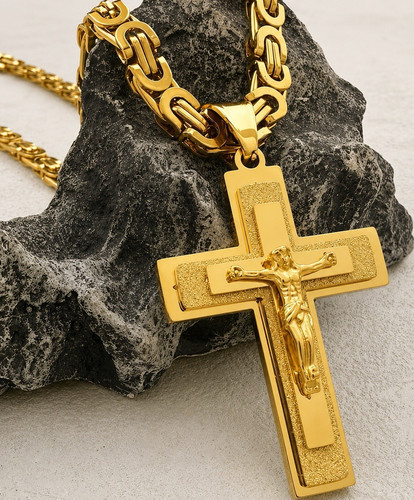 Kreuz halskette goldfarben - kreuz,