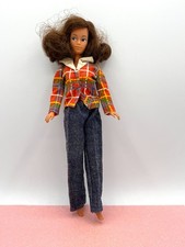 Alte Barbie Petra Puppenkleidung - karierte Jacke/Bluse + Jeans - 70er?