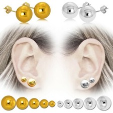 Silber vergoldet 925 Sterling Ohrstecker Kugel glänzend Damen klein groß Set 