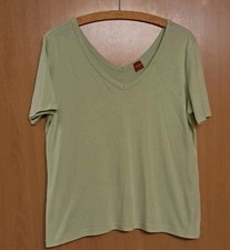 Olsen Shirt Kurzarm Gr. 42 lindgrün, V-Ausschnitt vorne und hinten