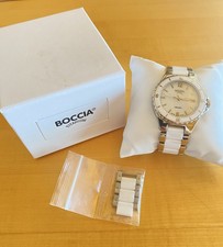 Boccia Titan Keramik Damen Uhr Silber  Weiß