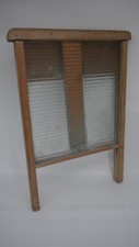 Altes Original Waschbrett Glas Holz Waschen Rubbeln 50x36 cm