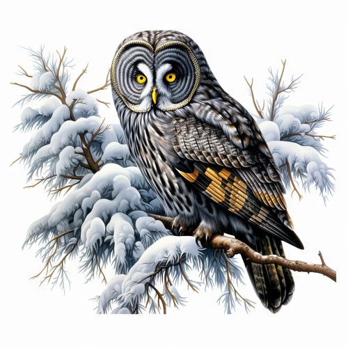 Wandbild eule kauz winter - wandbild,