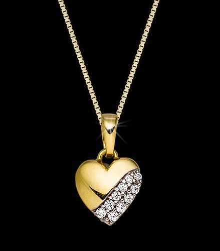 Echt gold herz zirkonia - ***,