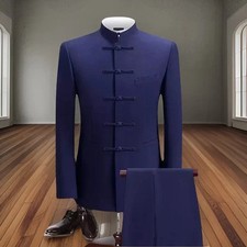 Anzüge Bräutigam Runder Kragen Smoking Maßgeschneidert Arbeitskleidung Herren