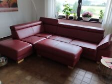  Rote Eck Ledercouch gebraucht  mit Hocker 