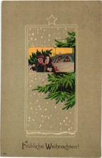 AK Weihnachten Glückwunsch, Kinder Tannenzweige, Künstler, Kleinformat