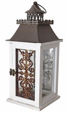 Laterne Shabby Windlicht Gartenlaterne Landhausstil Holzlaterne Kerzenleuchter