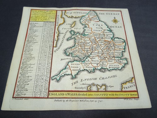 Antike karte von england und - karte,