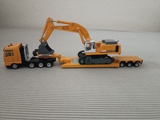 Siku 1847 MAN Schwertransport mit Tiefbettauflieger + Siku Liebherr Bagger 1:87