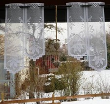 30 cm breite Scheibengardine auf Maß edle Jacquard Gardine weiß Ornament Typ400