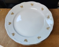 6 Speiseteller von Weimar Porzellan "Katharina Gold-Rose" sehr guter Zustand