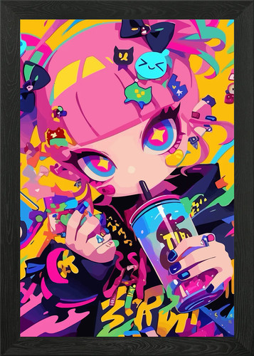 Buntes anime mädchen trinken - anime,