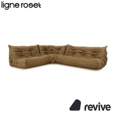 Ligne Roset Togo veganes Leder Stoff Ecksofa Olivgrün Khaki Sofa Couch Neubezug